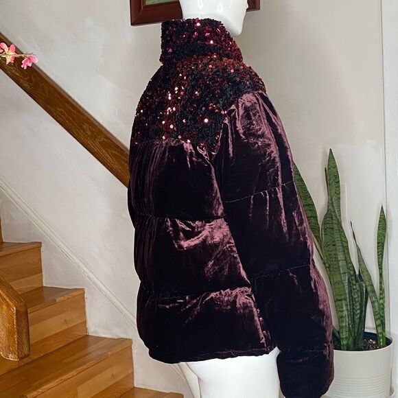 Anthropologie 
Vera Sequined Velvet Puffer Jacket - Picture 7 of 9